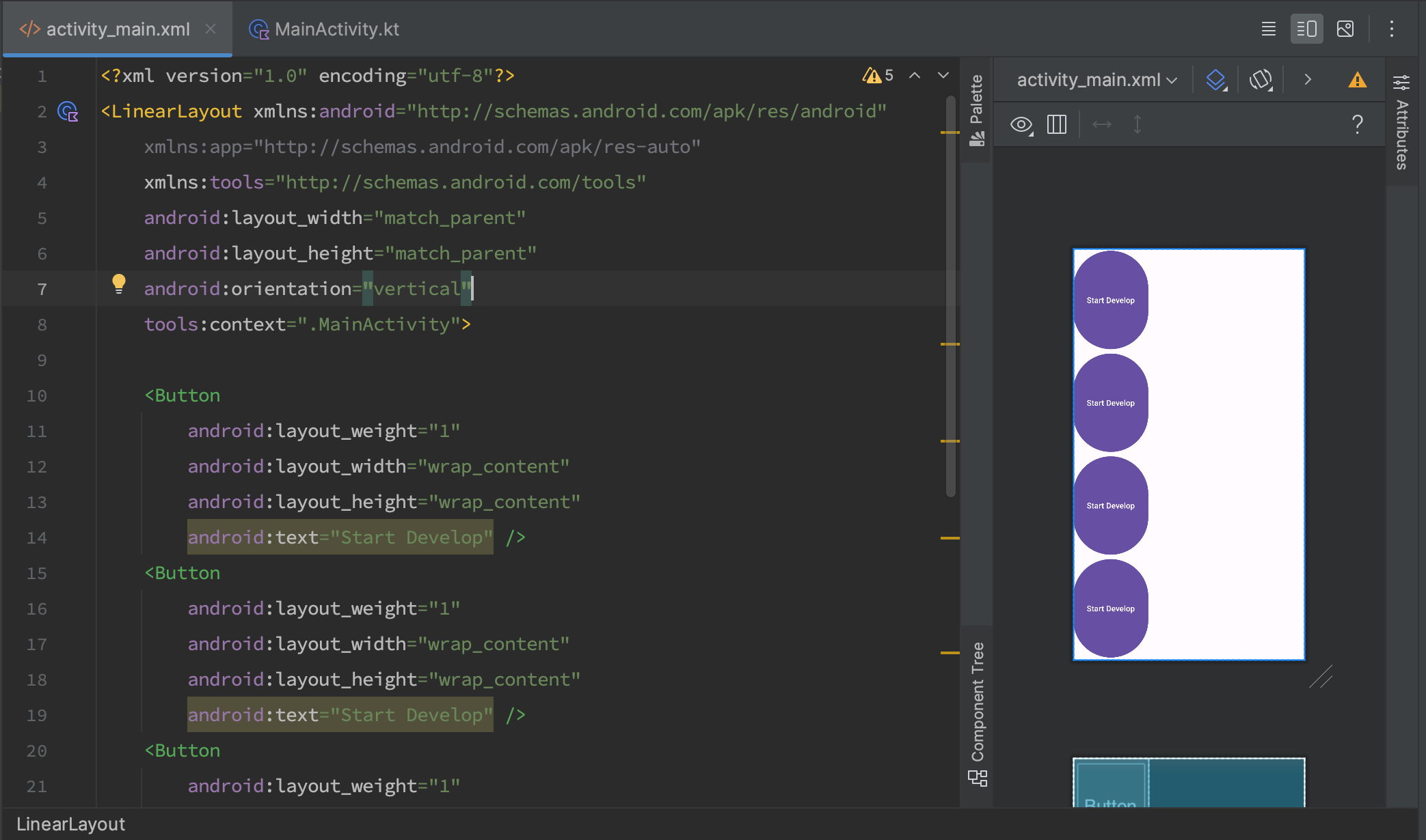 Android XML: Arrangement of elements. LinearLayout