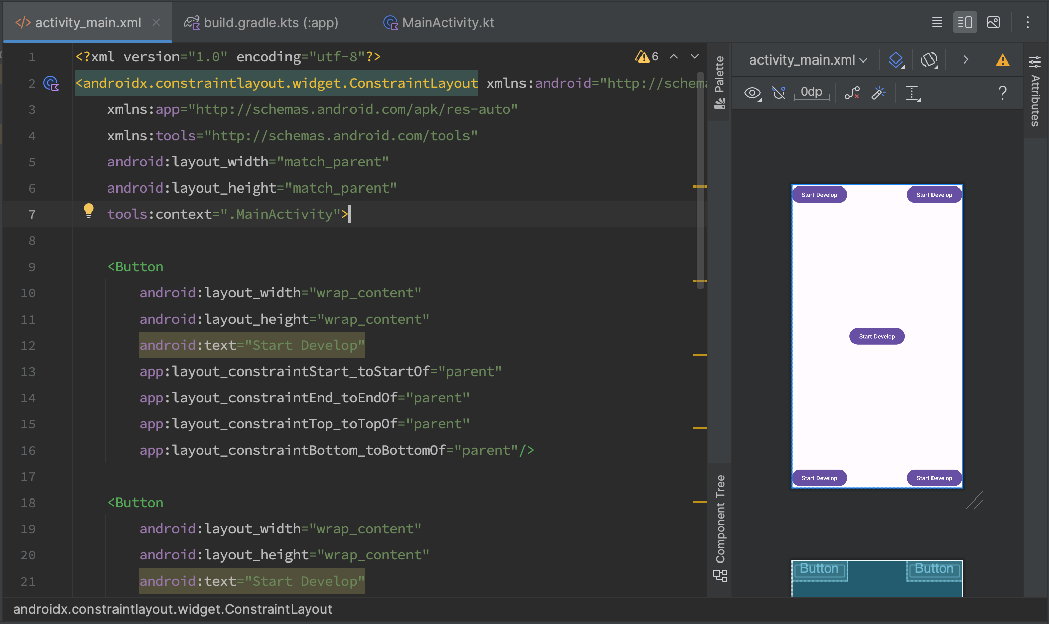 Android XML: Arrangement of elements. ConstraintLayout