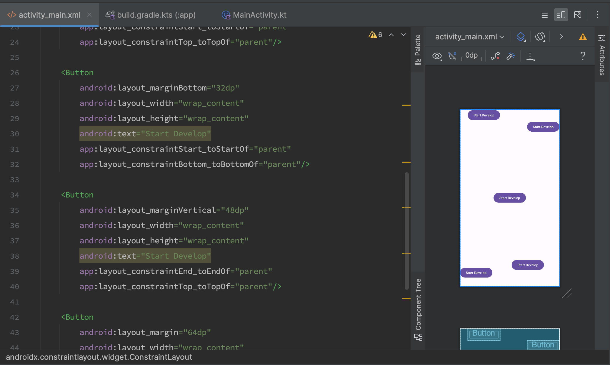 Android XML: Arrangement of elements. ConstraintLayout